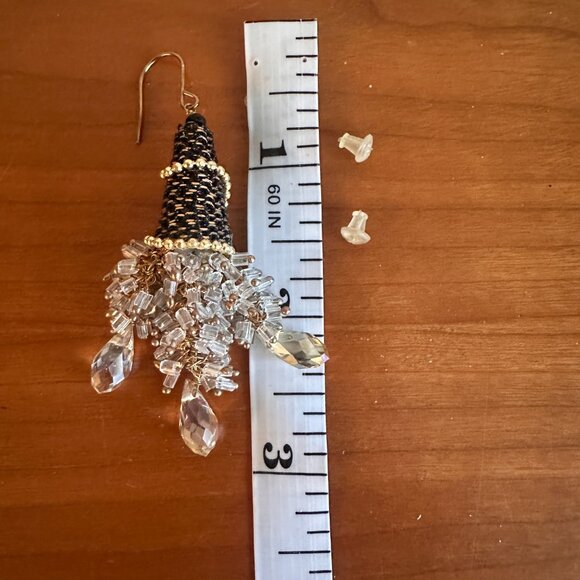 Crystal and beaded earrings. For pierced ears. - Picture 4 of 6